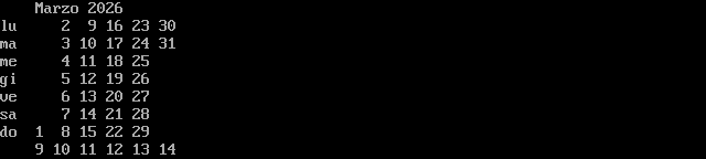 calendario minimale PNG 2026-03